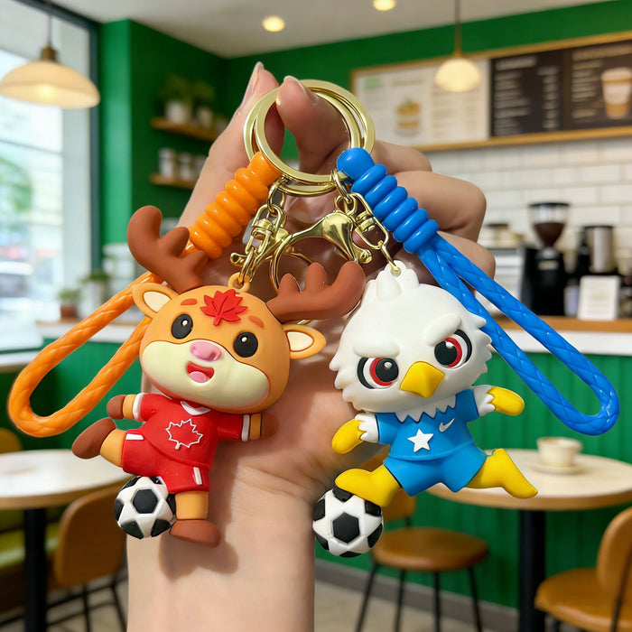 Wholesale 2026 Mascot Keychain Silicone PVC Soccer Charm Gift Bag Car Key Accessory MOQ≥2