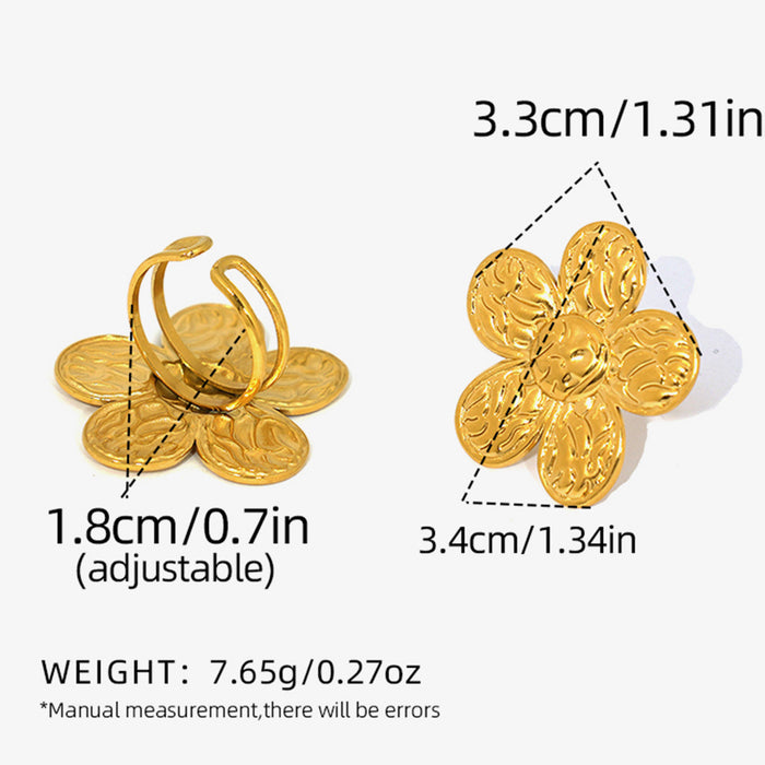 Wholesale Stainless Steel Ring Flowers 18K Gold Accessible Fashion Jewelry Women's Rings