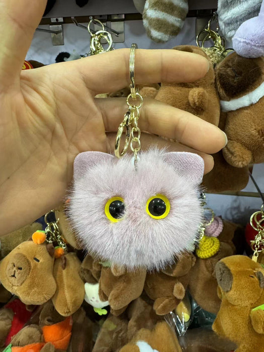 Wholesale plush cartoon cat head pendant cute animal Keychain Car bag key chain fashion small gift