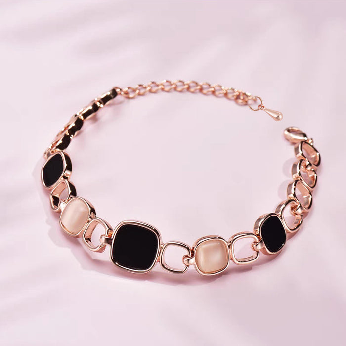 Wholesale Acrylic Moonstone Geometric Square Diamond Set Bracelet