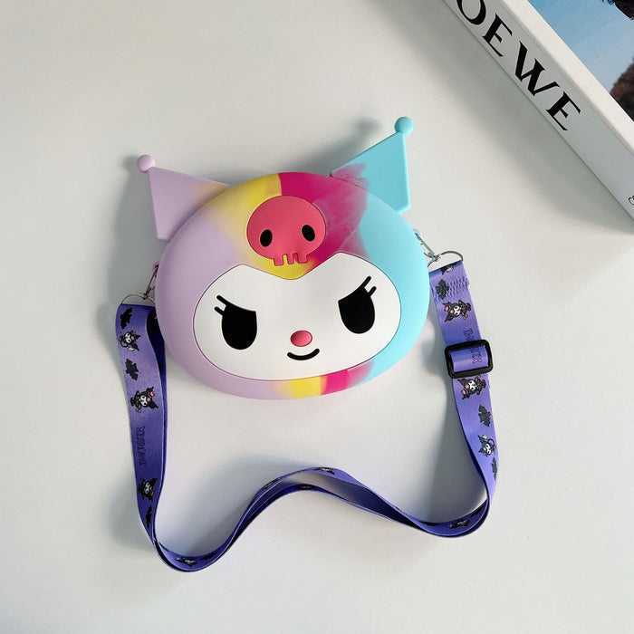 Wholesale  large wallet cartoon children's silicone bag  coin purse with lanyard