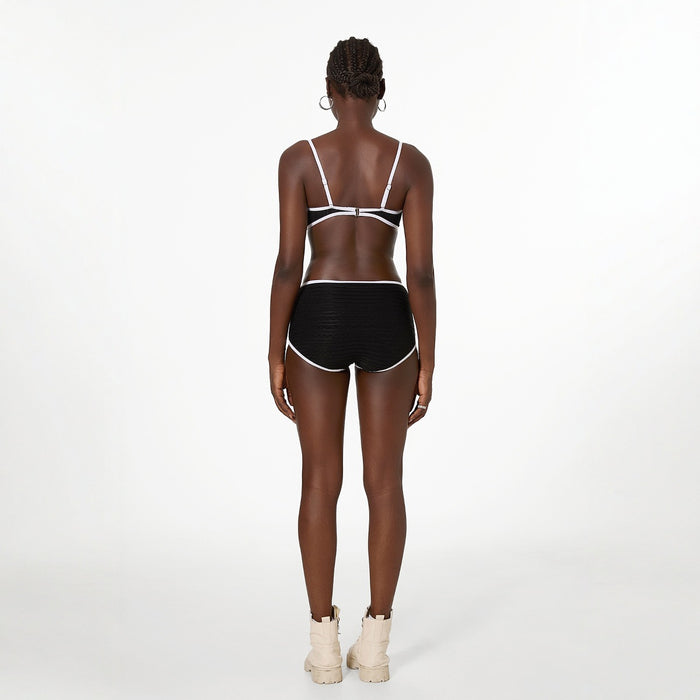 Wholesale New Summer Retro Stripe Basic Split Swimsuit