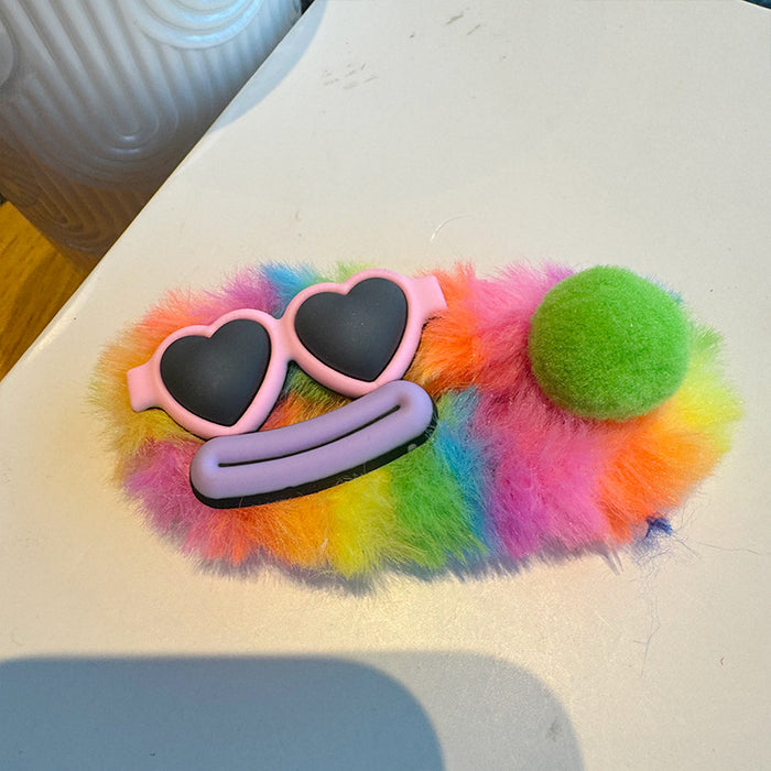Wholesale Colorful furry hairpin large ugly cute big eye hair ball hairpin