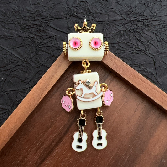 Wholesale Wooden Punk Robot Necklace DIY Accessories Pendants Keychain