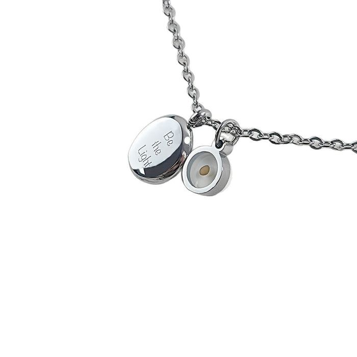 Wholesale Mustard Seed Faith Inspirational " Be the Light"  Pendant Stainless Steel Necklace