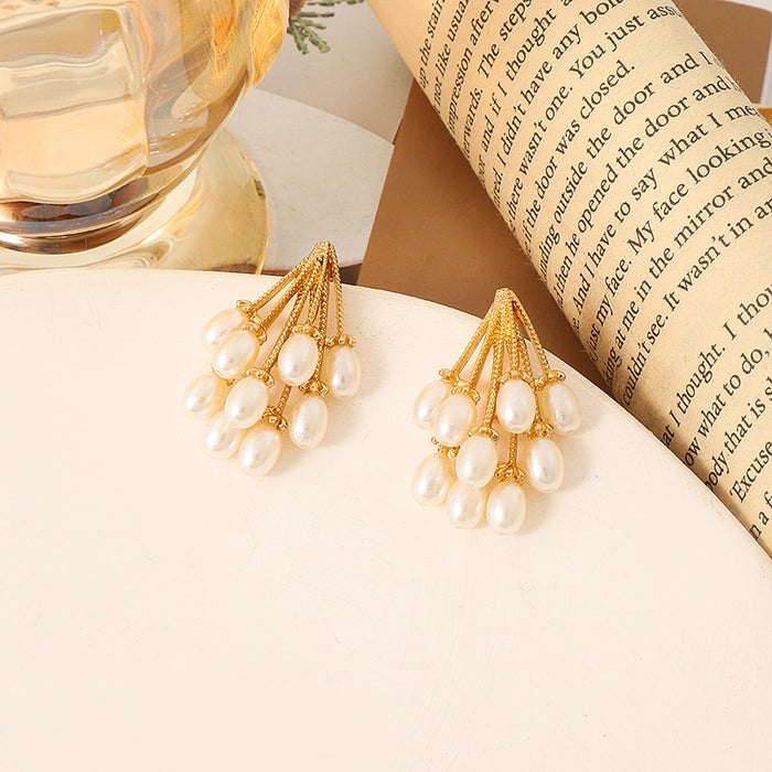 Wholesale Silver Needle retro baroque stud earrings irregular pearl earrings jewelry sweet earrings