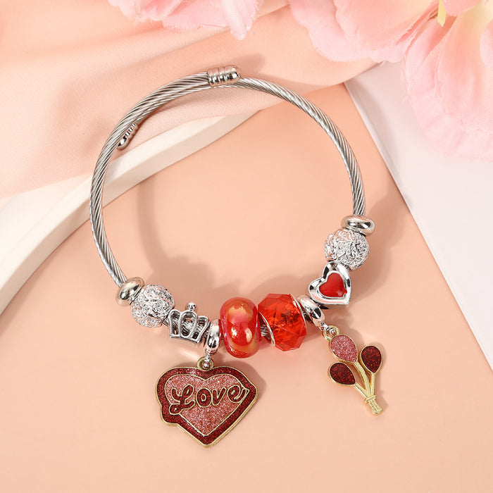 Wholesale Crystal bead stainless steel bracelet