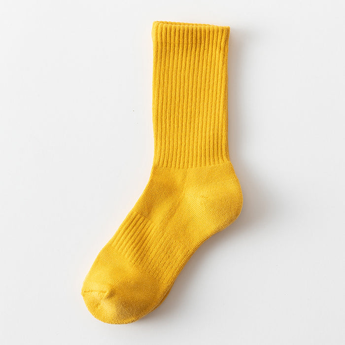 Wholesale Solid color high elastic looped socks for men and women, long socks for sports, cotton socks