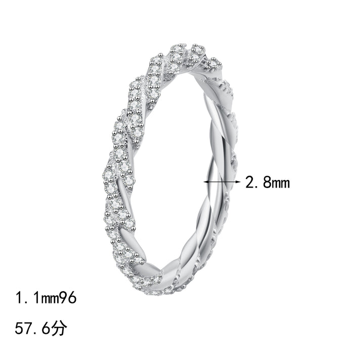 Wholesale Sterling Silver Full Ring for Women Diamond-Encrusted Small Twist Ring