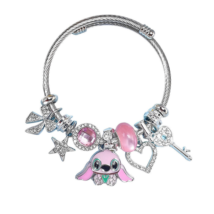 Wholesale Stainless Steel Sanlio Cute Stitch Bracelet Diy Cute Cartoon Oil Drop Pendant with Diamond JDC-BT-Luman001