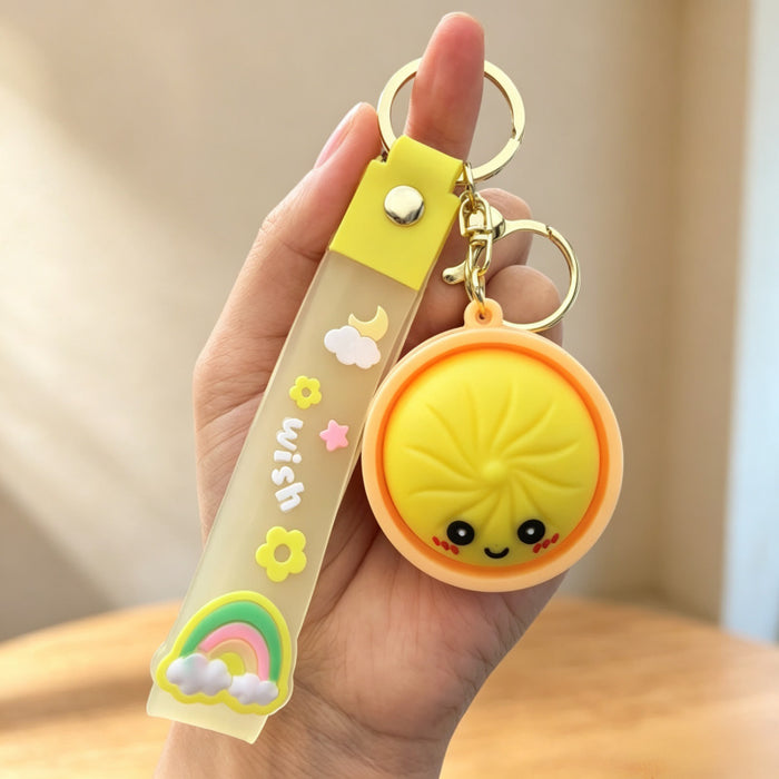 Wholesale PVC Soft Simulated Bun Keychain Trendy Car Key Accessory for Couples
