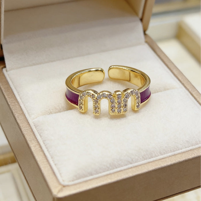 Wholesale Copper Zircon Oil-Drip Adjustable Ring