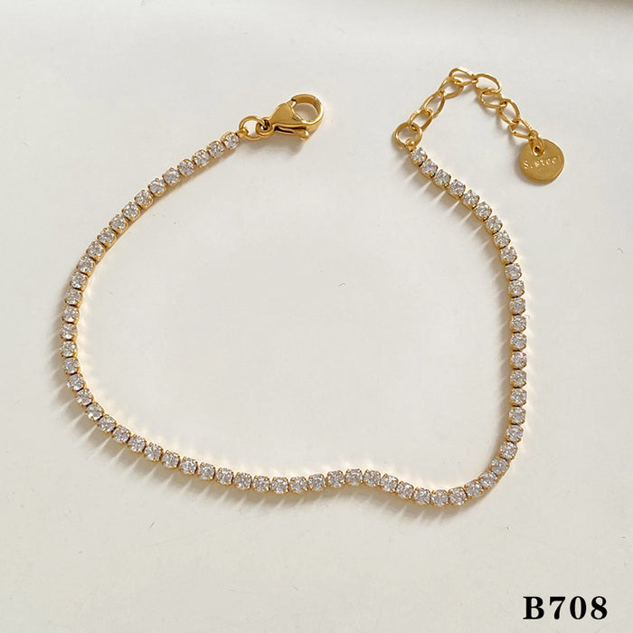 Wholesale Women S Stainless Steel Gold Love Bead Stacking Bracelet Set Tennis Chain Fashion Jewelry Accessory