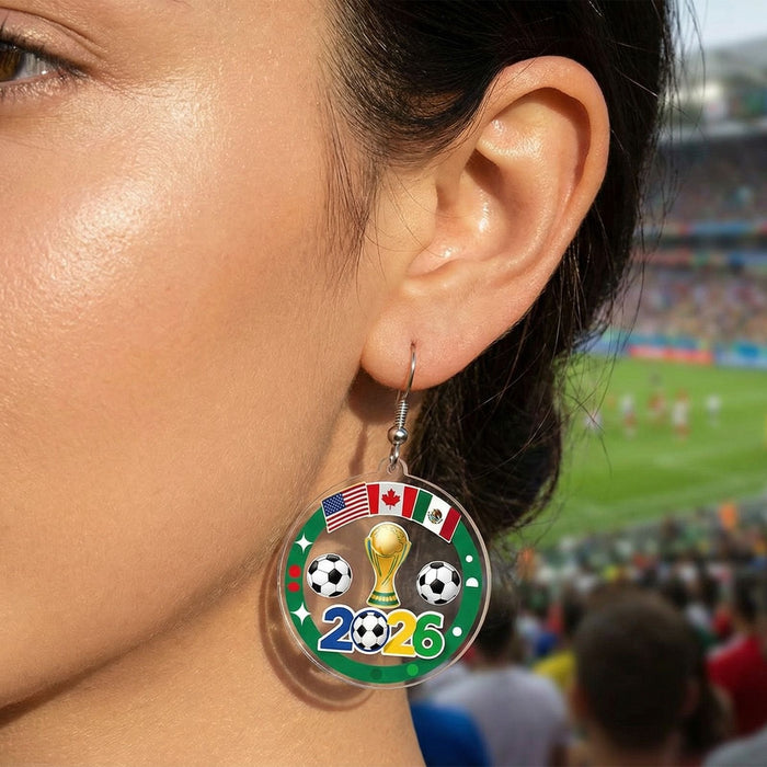 Wholesale 3pcs World Cup Electroplated Acrylic Football Five-Pointed Star Earrings