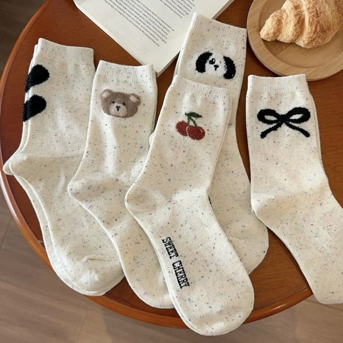 Wholesale Cute Socks Children's Bow Point Yarn Cotton Mid-length Socks Cartoon Bear Point Socks