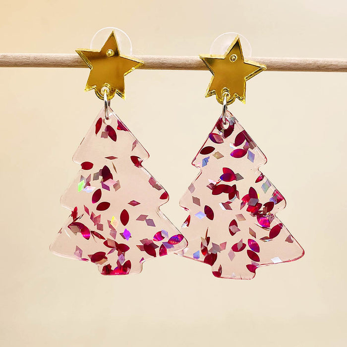 Wholesale Christmas lights,  red plaid acrylic earrings