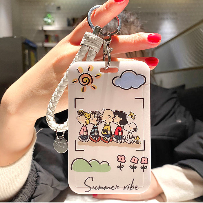 Wholesale Cute cartoon printed lanyard card holder and keychains.