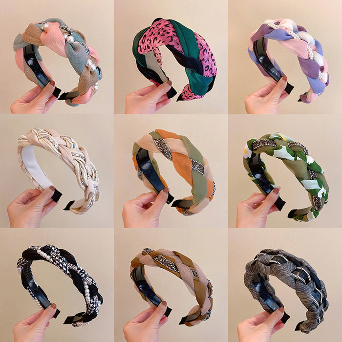 Wholesale Braided Fried Dough Twists Fabric Headband JDC-HD-HuiY023