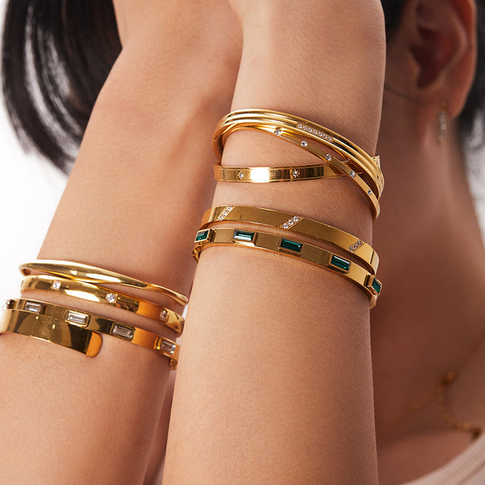 Wholesale Vintage Zircon Stainless Steel Bracelet for Women