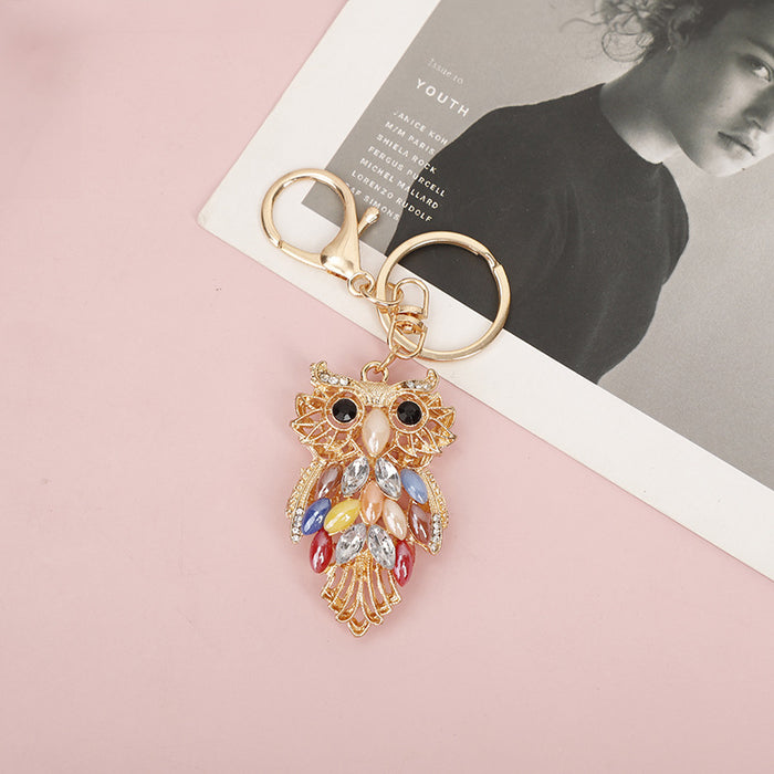 Wholesale Owl Diamond Zinc Alloy Keychain JDC-KC-MeiF002