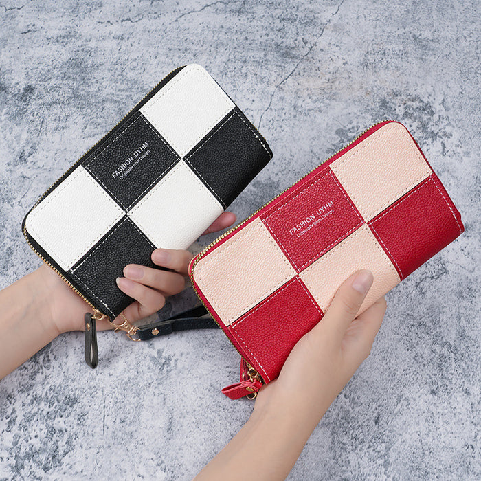 Wholesale Geometric Pattern PU Long Wallet with Phone Pocket - Trendy Fashion Accessory