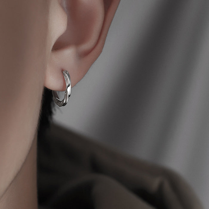 Wholesale Pure silver earrings with niche design, high-end feel, personalized letter ear buckle