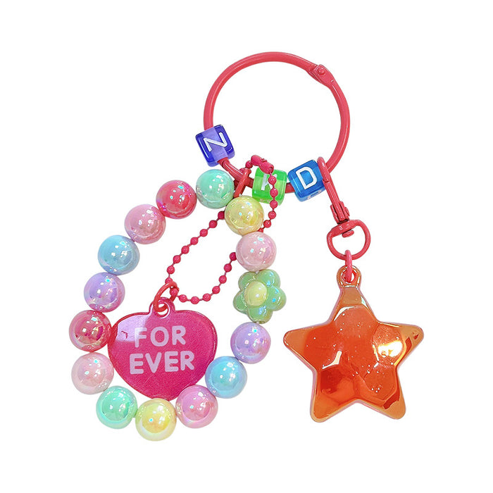 Wholesale Acrylic Beaded Five-pointed Star Keychain JDC-KC-WoA038