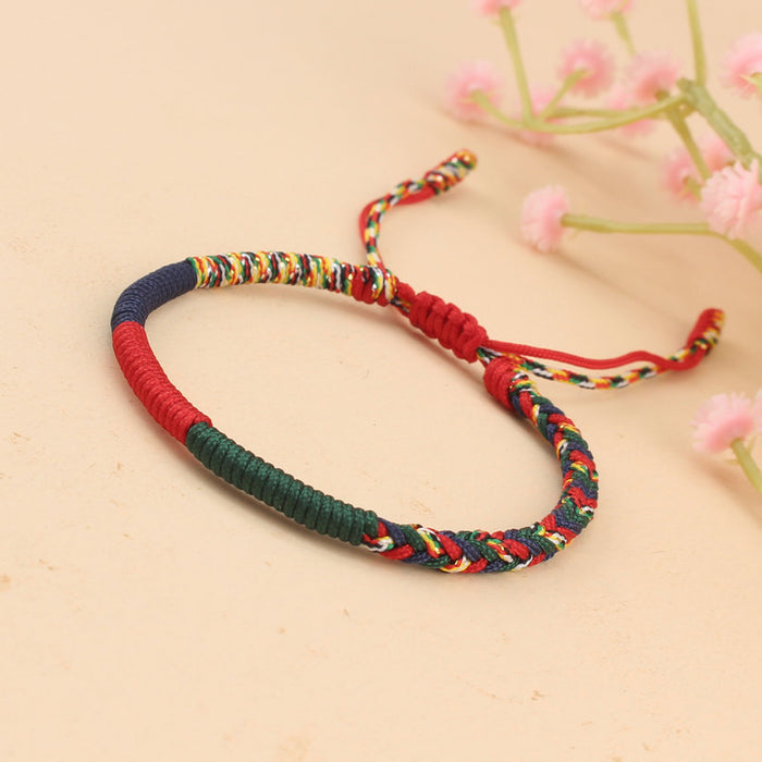 Wholesale bracelet hand-woven diamond knot red rope bracelet colorful thread eight-strand braid Tibetan bracelet