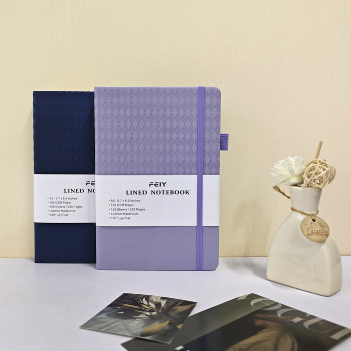 Wholesale A5 Thick Faux Leather Notebook with Rhombus Pattern