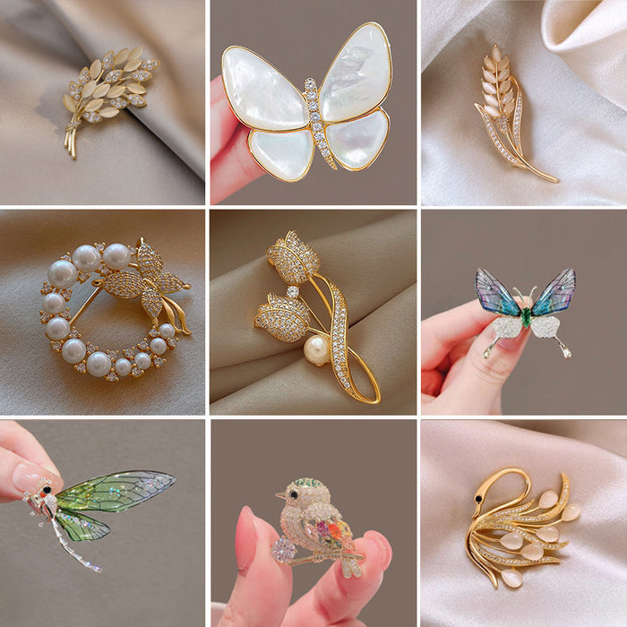 Wholesale Pure silver fashionable brooch high-end brooch chest flower