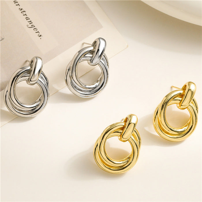 Wholesale Fashion Retro Earrings Texture Double-Layer Winding Earrings Earrings