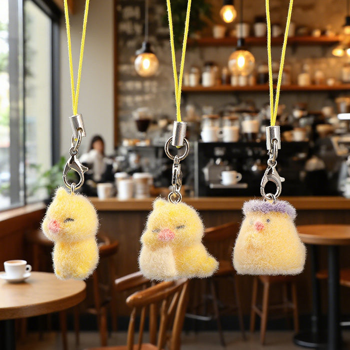 Wholesale 3D Flocked Resin Chick Keychain Charm