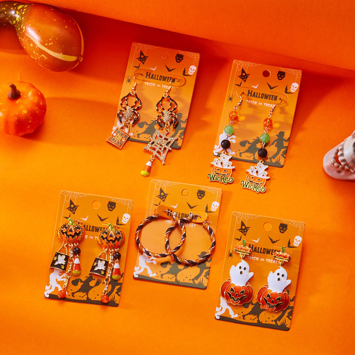 Wholesale  Earrings Fashion Creative  Painting Oil Flower Skull Ear Hook Earrings