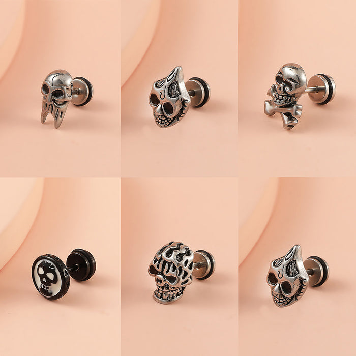 Wholesale Skull Earrings Stainless Steel Piercing Halloween Jewelry for Men and Women