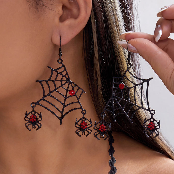 Wholesale Red Rhinestone Web Necklace Earring Set Layering Jewelry