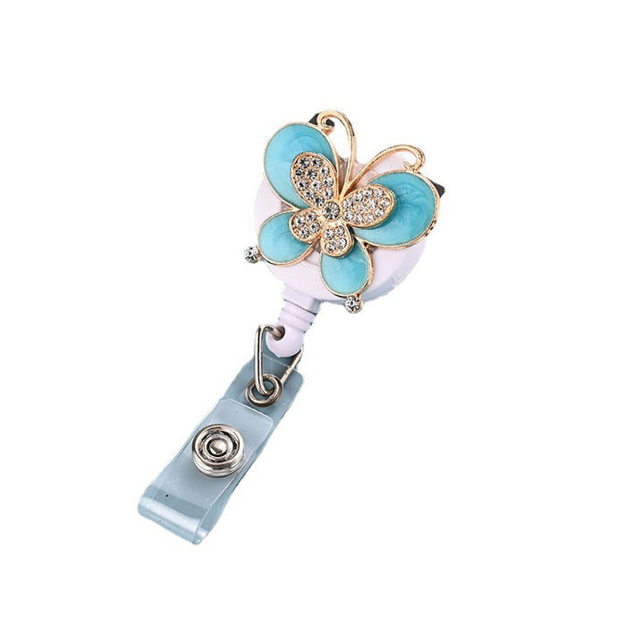 Wholesale Metal Diamond Butterfly Cartoon Retractable Buckle Keychain JDC-KC-ChangQi001