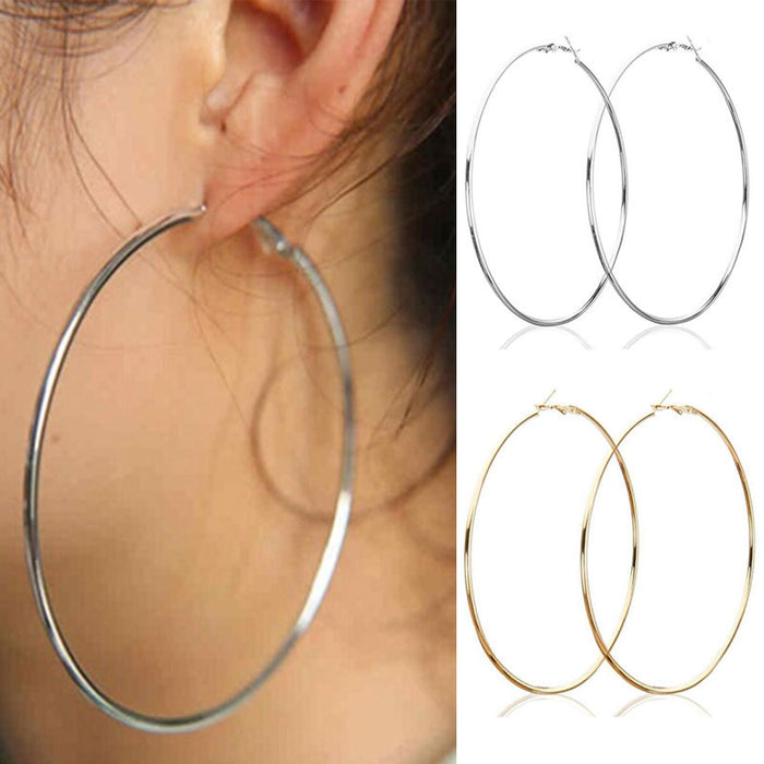 Wholesale Exaggerated large circle earrings and earrings for women, simple and personalized metal smooth earrings