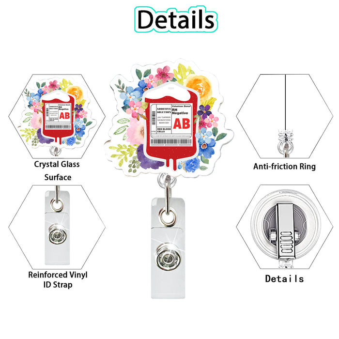 Wholesale Acrylic Flower Infusion Bag Telescopic Clip Easy Pull Keychain JDC-KC-QiDing007