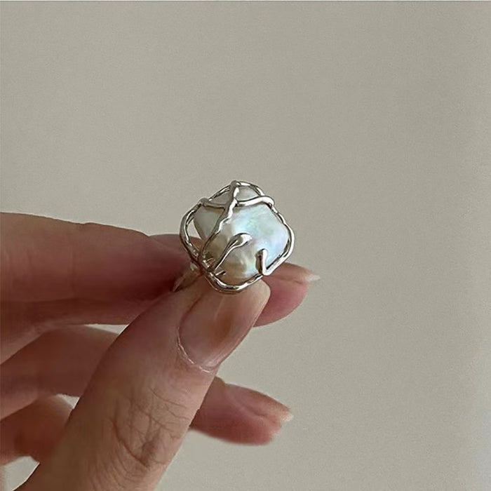 Wholesale Fashion trend inlaid ring, light luxury niche open mouth ring