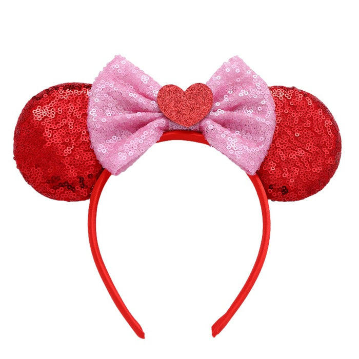 Wholesale Valentine's Day Sequin Bow Headband Cartoon Love Fabric Headband JDC-HD-MeiY009