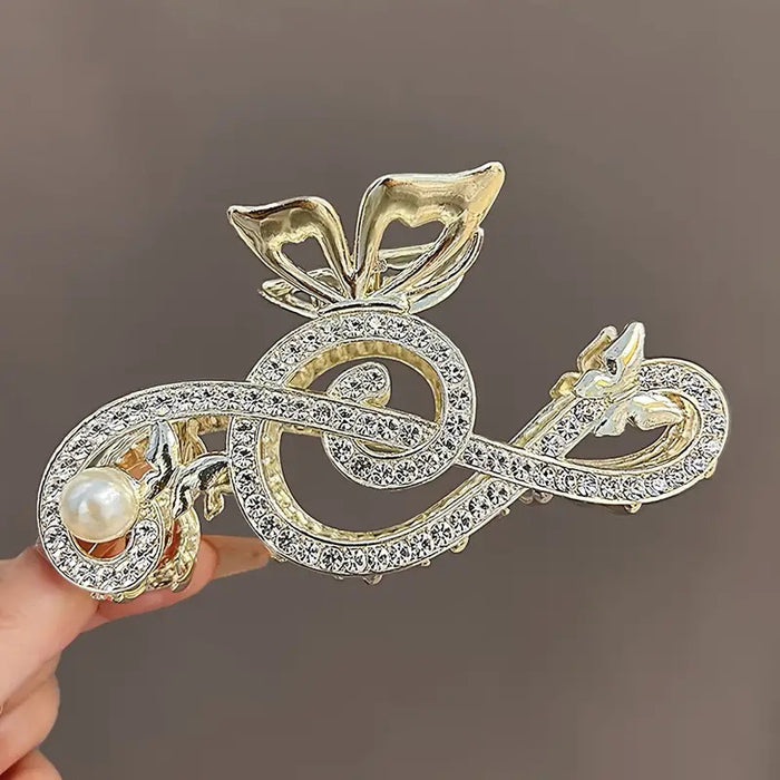 Wholesale Music Note Pearl Rhinestone Metal Hair Claw Clip - Trendy Fashion Accessory