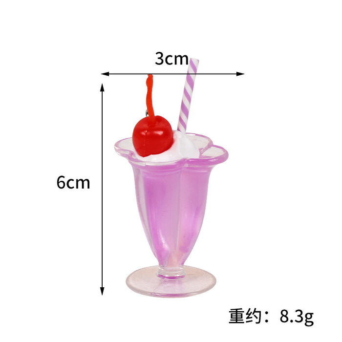 Cream Glue Dessert Cup Beverage Cup Keychain Simulation Ice Cream Drink Food Pendant
