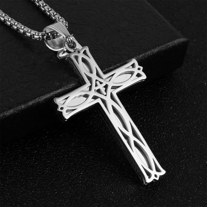 Wholesale Men' s Stainless Steel Celtic Knot Cross Personality All-match Irish Pendant Necklace