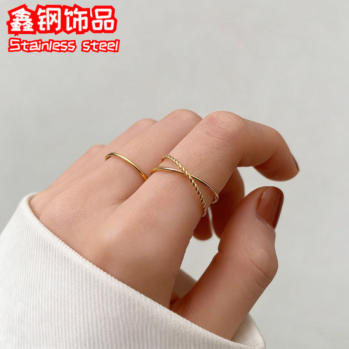 Wholesale Titanium Steel Twist Rings Plain Double Ring