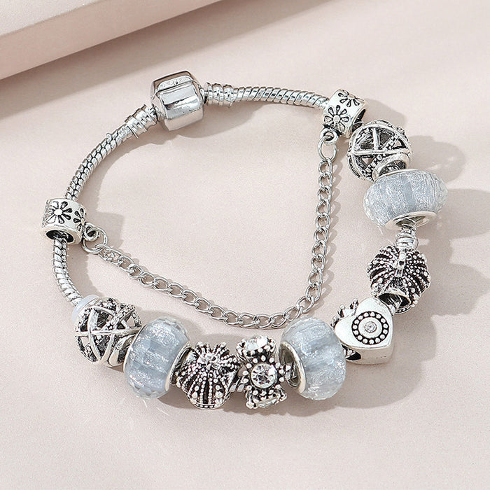 Wholesale Hollow Crown Heart Shape Beaded Crystal Bracelet JDC-BT-Qianzi001