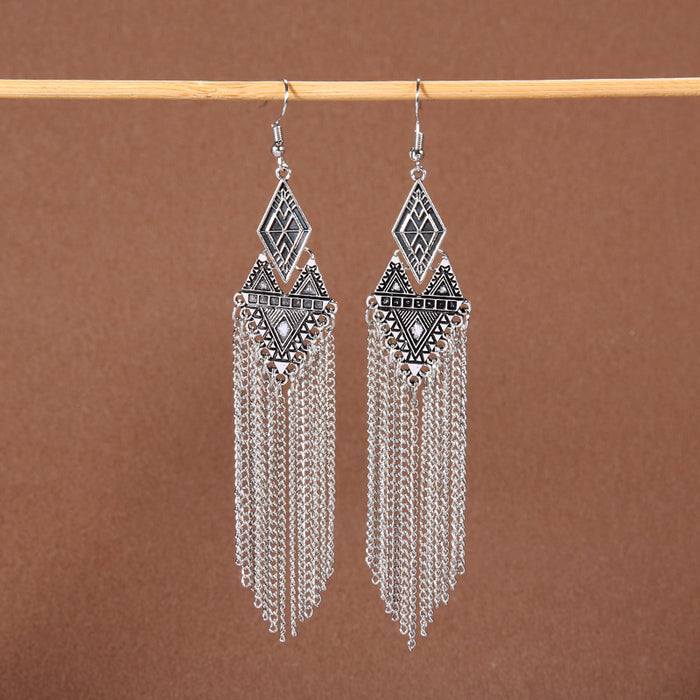 Wholesale Alloy Bohemian Tassel Long Ethnic Style Earrings JDC-ES-Gumi009