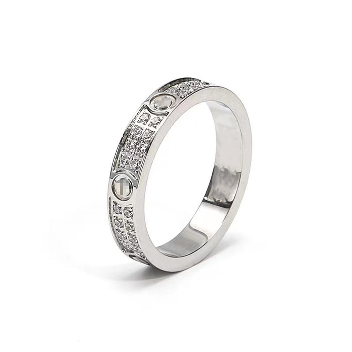 Wholesale Stainless Steel Narrow Diamond Stud Ring JDC-RS-Jinh003