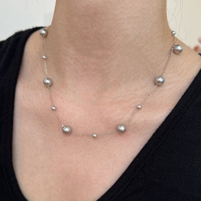 Wholesale Pearl necklace, silver light luxury collarbone chain, simple necklace