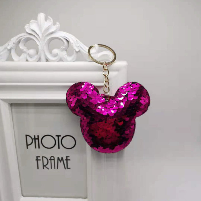 Wholesale Reflective glitter keychain pendant cartoon car keychain bag decoration