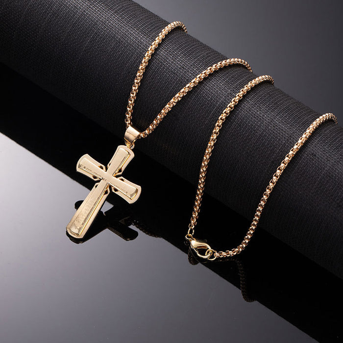 Wholesale Cross necklace, retro titanium steel chain, personalized accessories